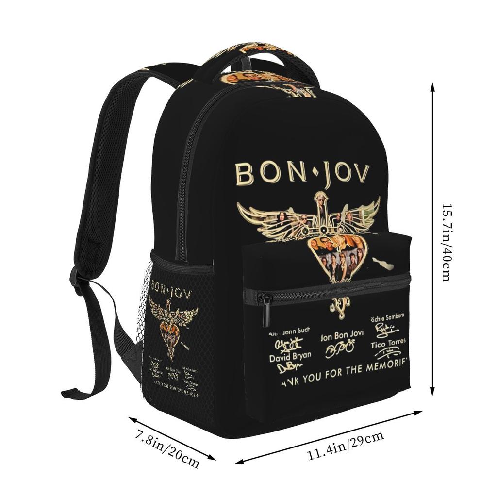 Bon Jovi Grunge Band Forever TOUR Student Backpack School Bag Hiking Travel Daypack for Boys Girls Fashion Bookbag Shoulder Bags