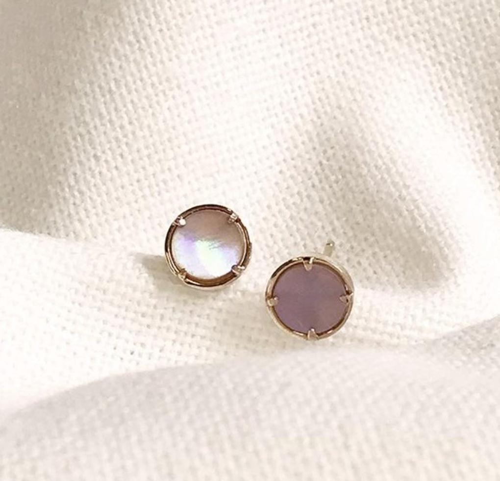 LLOYD Natural Pink Mother-of-Pearl GOLD Earrings (LPTG4090T)