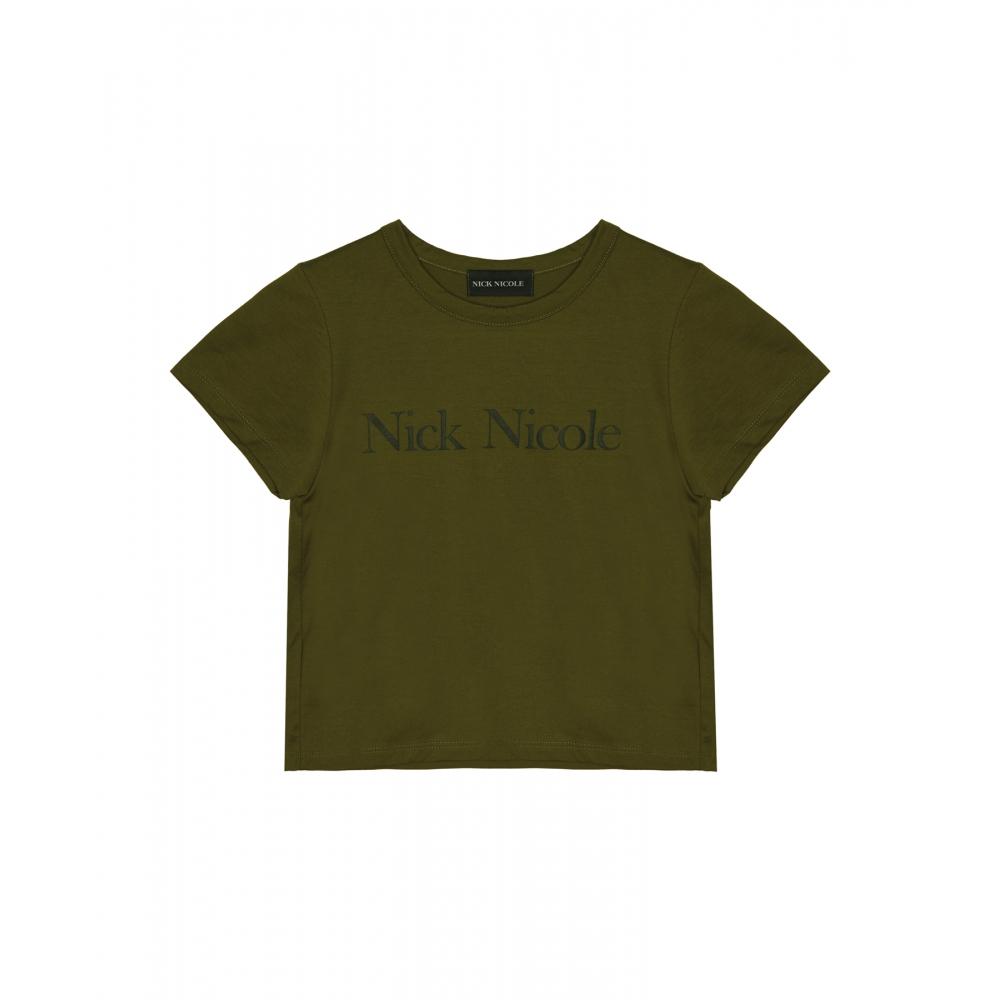 

NICKNICOLE NICOLE CLASSIC LOGO CROP TEEOLIVE