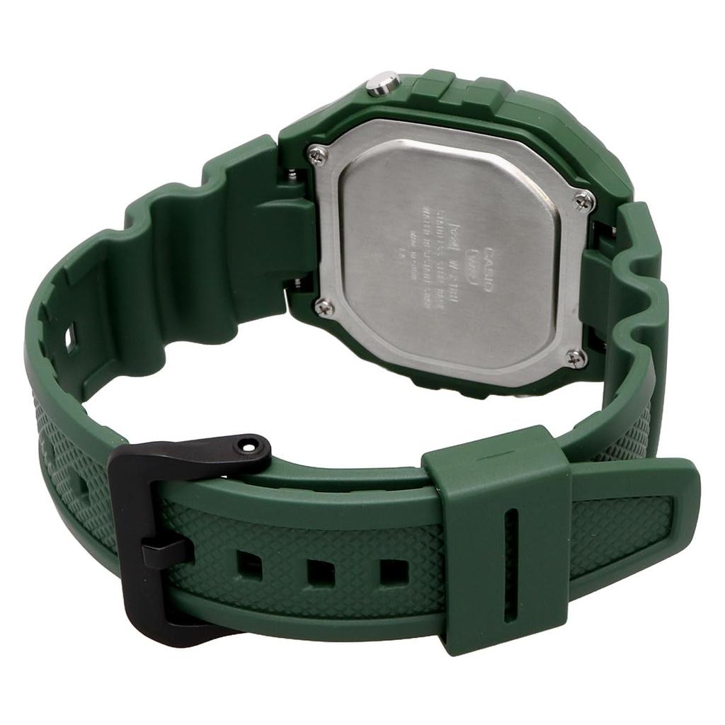 Casio Standard Digital Wristwatch W-218H-3BV for Men and Women, Deep Green, Inverted LCD, Overseas Model [Parallel Import]