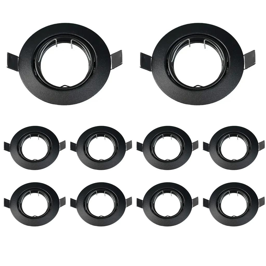 1/10PCS Round Recessed Spotlight GU10 LED Downlight Black LED Ceiling Lights Frame Adjustable for MR16 GU10 Bulb Holder