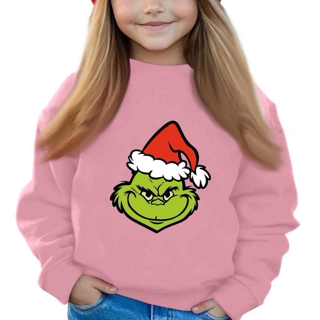 Christmas Day Girls Round Neck Pullovers For Kids Printed Baby Tops