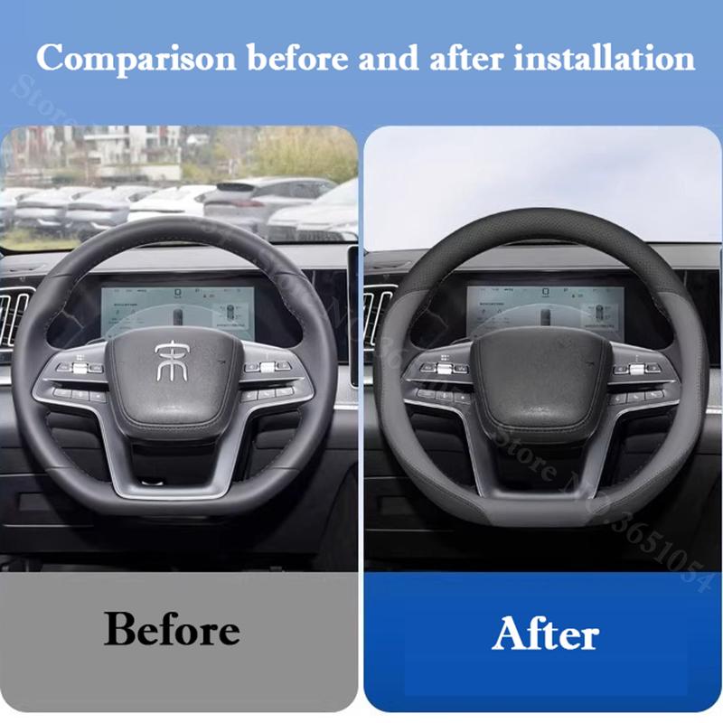 For BYD Song Pro Plus Max DM-i EV Auto Steering Wheel Cover Leather Ultrathin Breathable Car Interior Handle Cover Accessories
