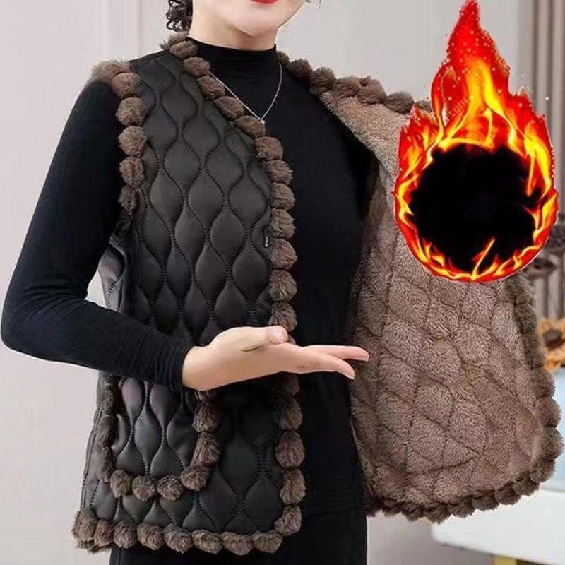 Fleece Autumn Winter Vest Fashionable Warm New Vest Middle-aged Elderly Vest Jacket