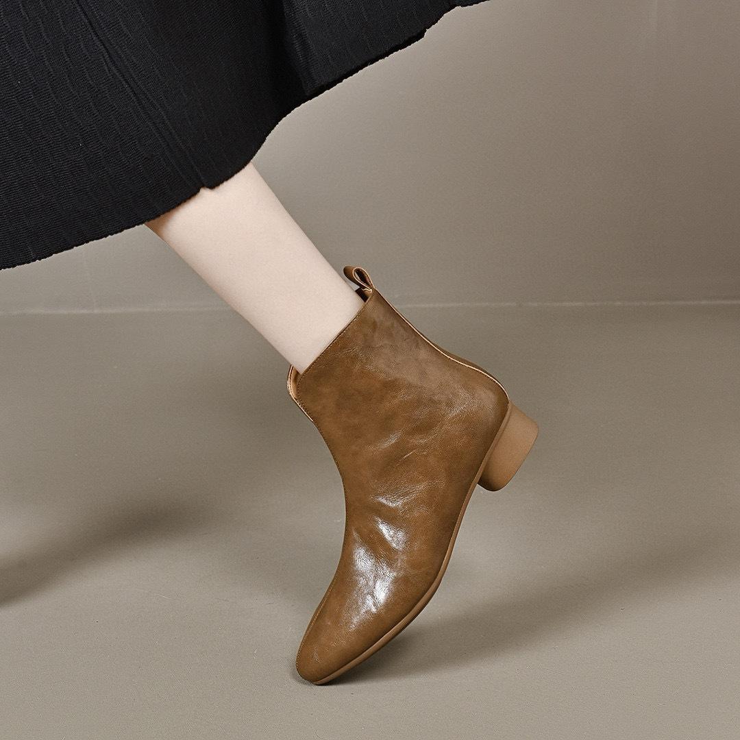 

Женские остроносые короткие ботинки осень-зима новая боковая молния рыцарские ботинки удобный низкий каблук модные ботинки женские хлопковые ботинки 40