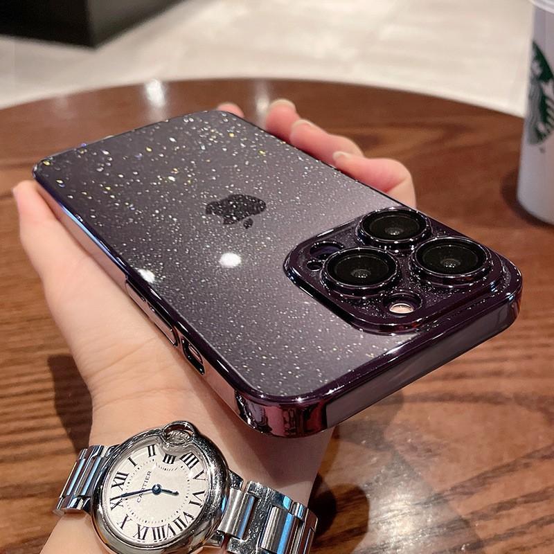 Clear Electroplated PC Phone Case With Built-in Camera Lens Protector Dust Plug IPhone 17 16 15 14 13 12 Series
