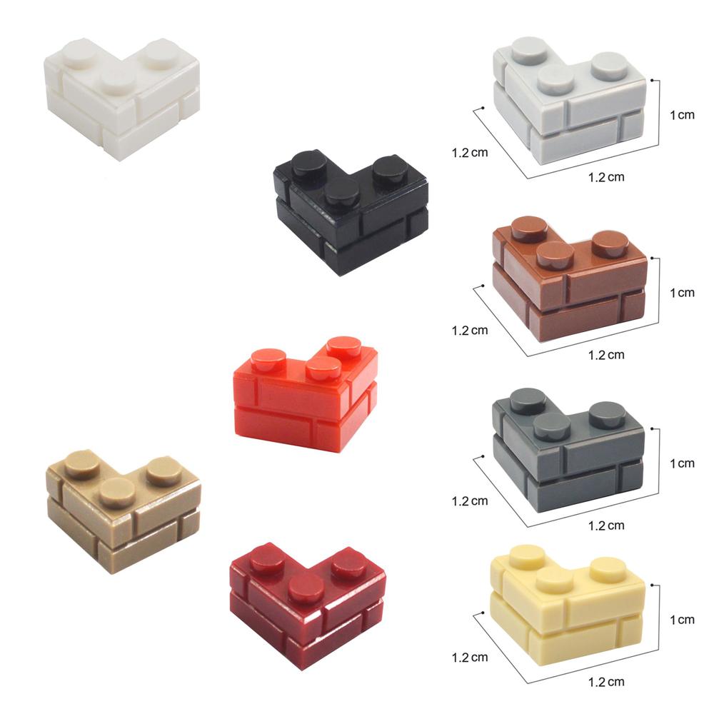Wall Striped Bricks MOC 2+1 Right Angle Corner L-Shape Building Blocks Toys Palace Castle Figures Military House Transparency