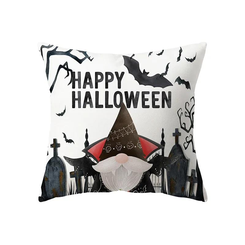 Horror Halloween Pumpkin Grim Reaper Print Pattern Cushion Cover Home Living Room Sofa Decoration Polyester Pillow