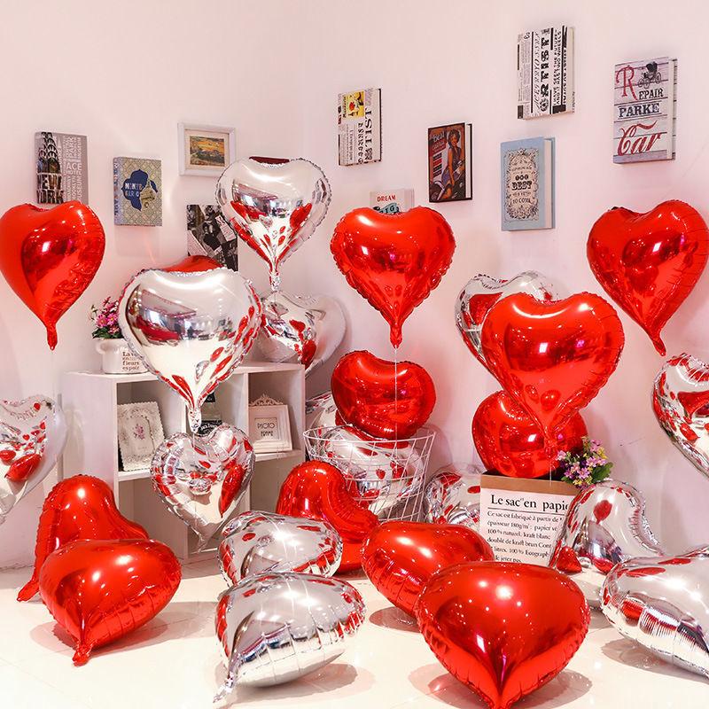 10Pcs 18 Inches Large Foil Red Heart Shaped Balloons For Valentine'S Day Wedding Shower Anniversary Engagement Decoration