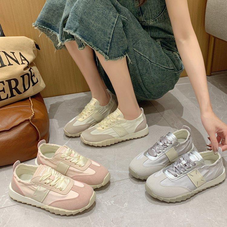 Dexun shoes ballet soft sole splicing satin surface versatile sports Forrest Gump casual shoes women's summer single shoes