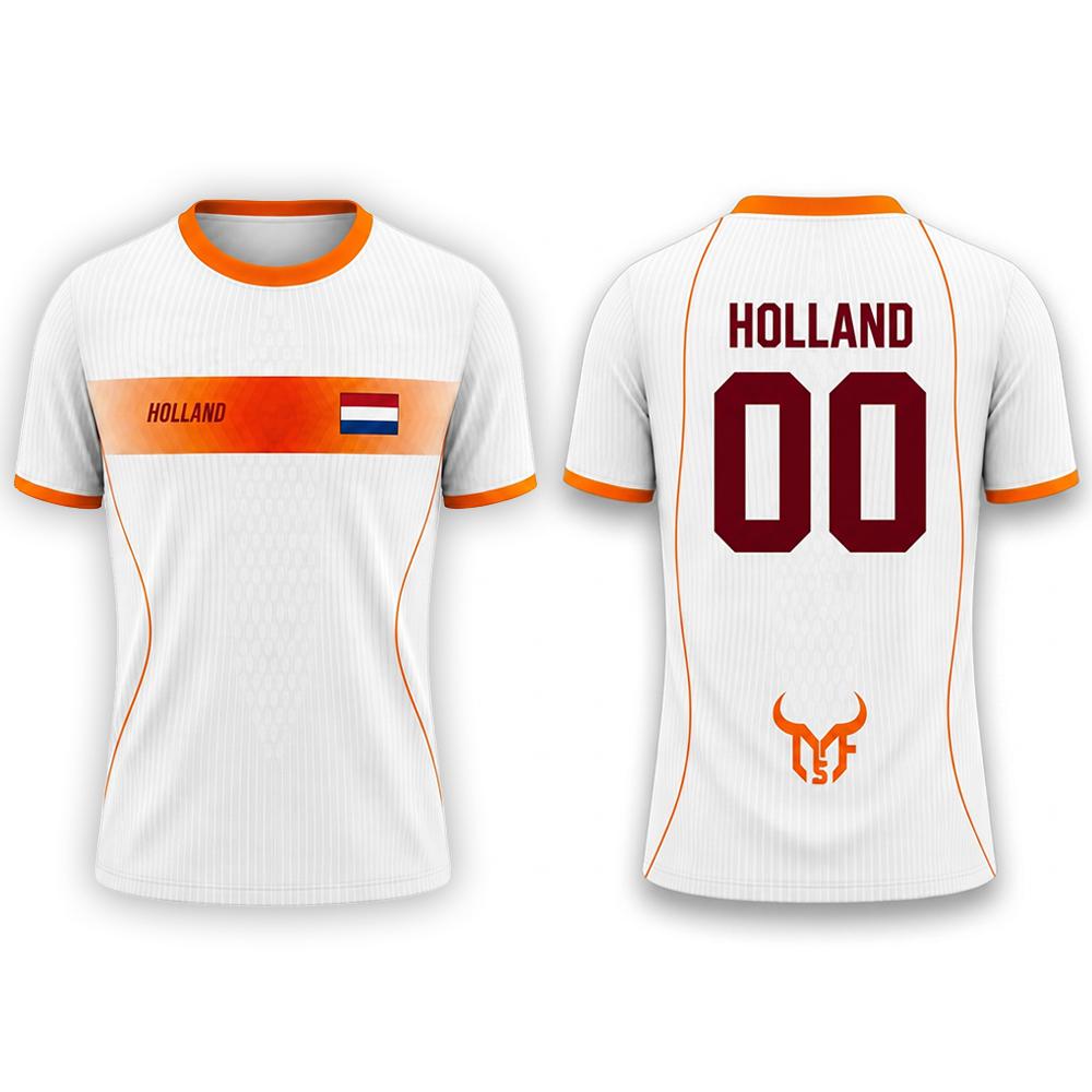 MDHAO xin nan zhuang  3D txu Nederlandse Vlag Print Voetbalshirt Buiten Casual Ademend Korte Mouw Tops Zomer Mannen Sportschool Sport Training Voetbal T-shirt S