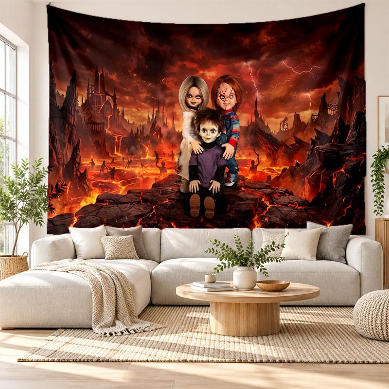 Child's Play Chucky Tiffany Wall Tapestry Home Decor Hanging Cloth Art Background Tapestry for Bedroom