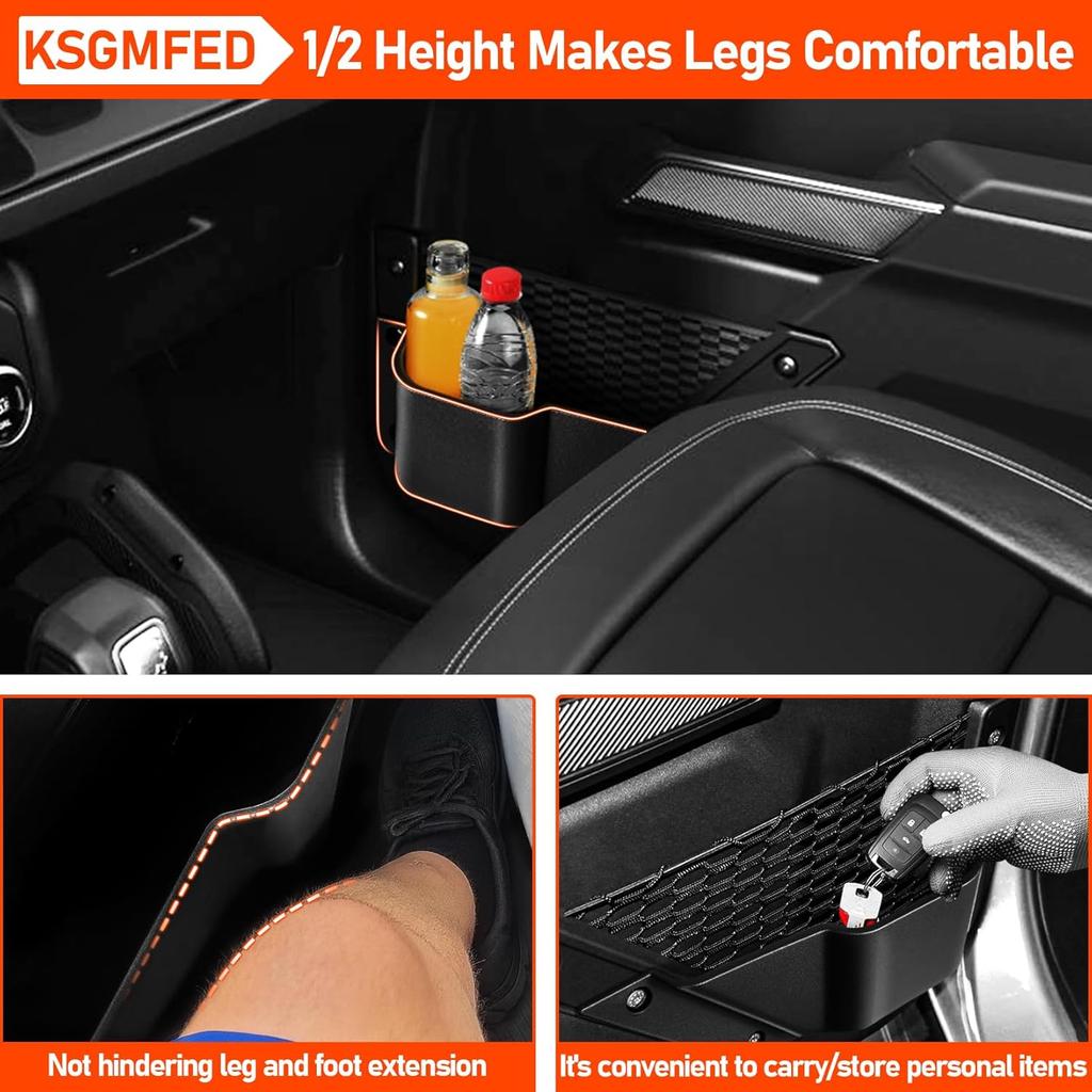 Front Door Storage Pockets For Ford Bronco Accessories -2025,Door Side Organizer Box Cup Holder Compatible With Bronco 2/4 Doors,2PCS Matte Black