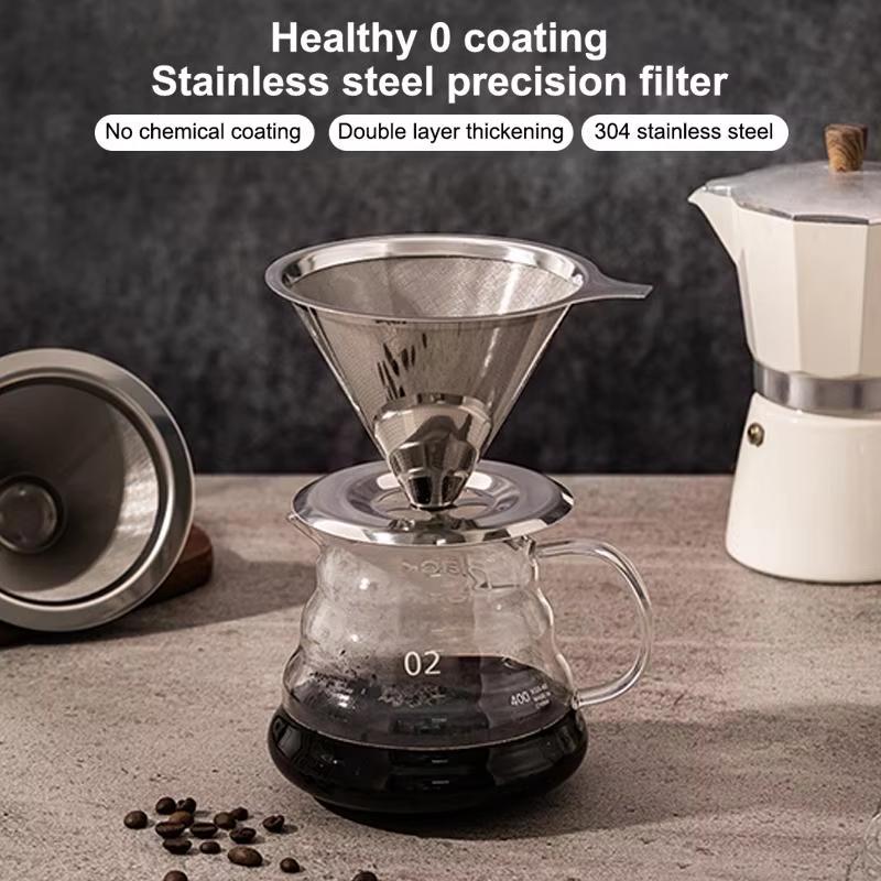 Food Grade Stainless Steel Pour Over Coffee Filter Mesh For Home Office Coffee Lovers Daily Brewing