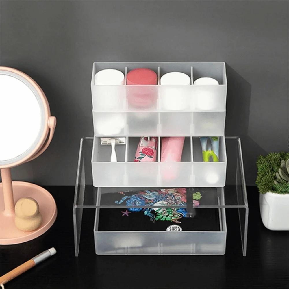 Transparent Combinable Drawer Storage Boxes with Detachable Compartments for Cosmetics Desktop Organization
