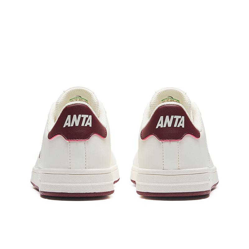 Anta Comfortable Versatile Fashion Waterproof Wear-Resistant Lightweight Low-Top Skate Shoes Women sneaker White Red 922348067-5