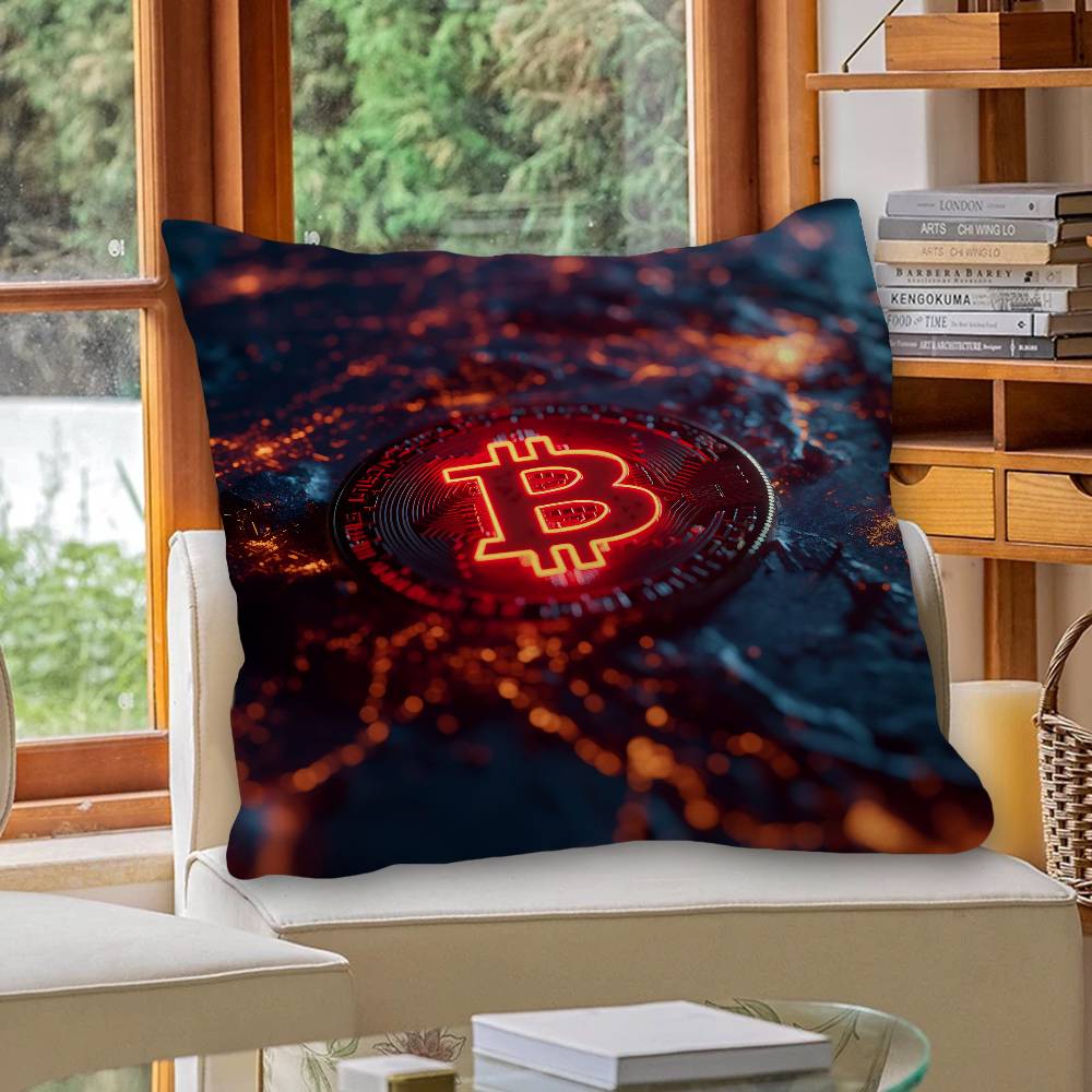 Luxury Bitcoins Pillow Cover for Bedroom Room and Living Room Sofa Decorative Cushion Cover