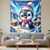 Penguin Treasure Hunt In Snowy Lands Patterned Tapestry Decorative Wall Hanging, Home Bedroom Living Room Decor