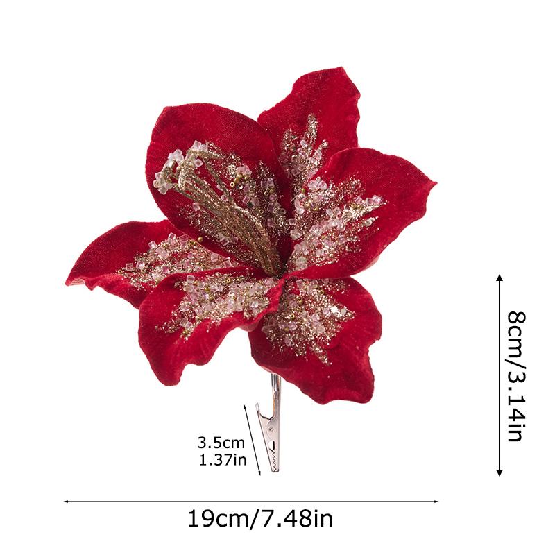 1 Stück Samt DIY Stoff Festival Simulierte Lilienblume Neujahrsdekoration Festival Weihnachten Hochzeitsanhänger