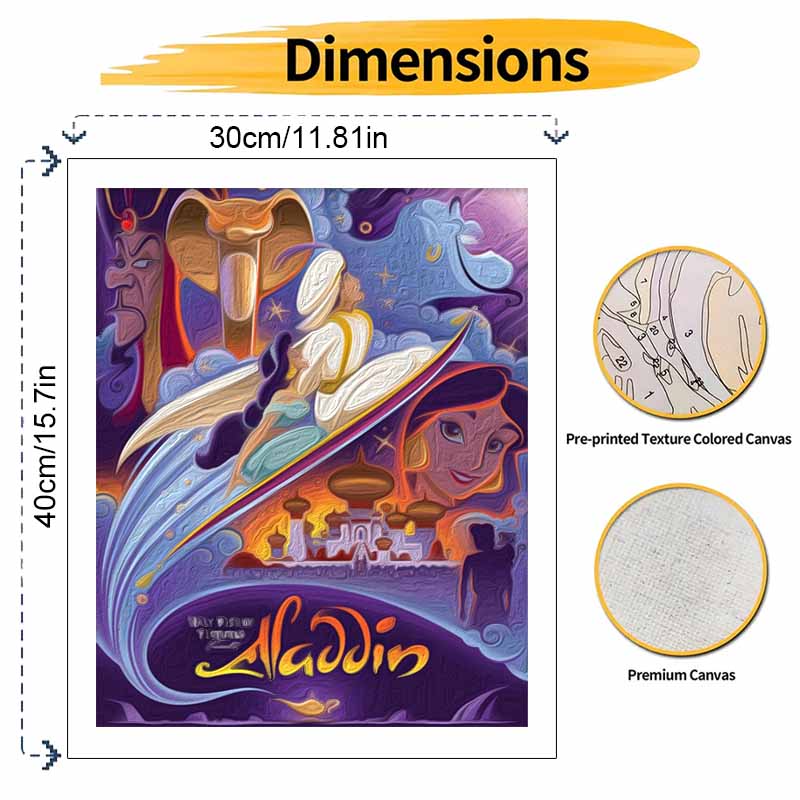Disney Aladdin movie oil paint by numbers painting kit handmade diy home decor gifts wall art canvas picture for bedroom living room