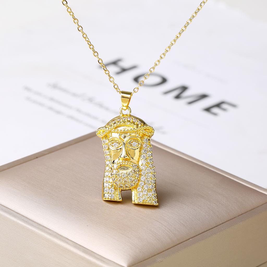 New Arrival Religion Moon/Arch Shaped Virgin Mary Jesus Zirconia Pendant Necklace Elegant Vintage Charm Jewelry Gift for Women