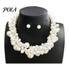 V-neck Accessory Necklace 1 Set Chunky Faux Pearl Jewelry, Beaded Choker And Large Earrings, Metallic for Women Dinner Parties Wedding