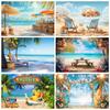 Sfondo Spiaggia Estiva Ombrellone e Sedia da Spiaggia Festa in Spiaggia per Bambini Sfondo Fotografico Decorazione Ritratto Vacanze Estive Oggetto di Scena per Foto