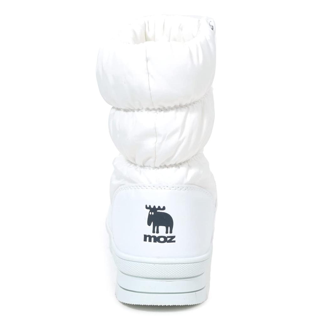 moz U Down Seite Elastische Raffung bei der Kälte Größe M Damenstiefel, Reißverschluss, Öffnung, Wasserabweisend, Wetter, Rutschfeste Sohle, Weiß,