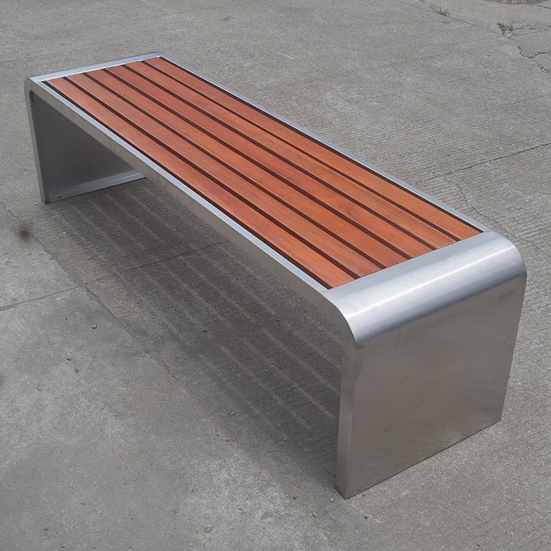 Outdoor Steel-Wood Garden Bench: Double Leisure Seat with Anti-Corrosion Solid Wood for Parks and Squares