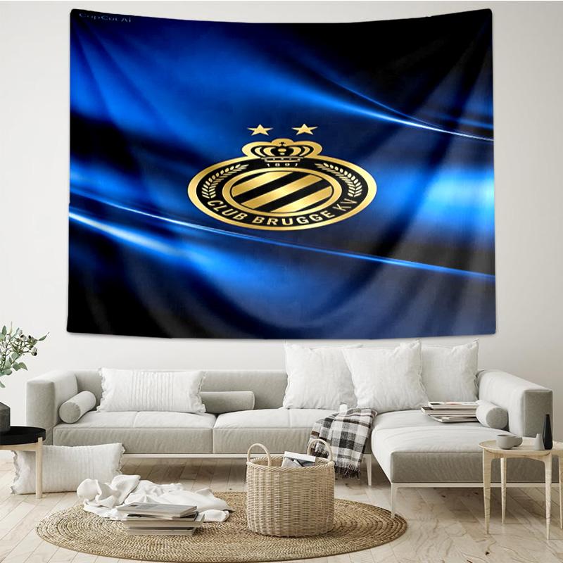 FC Brugge Crest Printed Tapestry, for Bedroom,Livingroom, dormitory, Large Wall Decor, Fabric Decor Fan Birthday Gifts