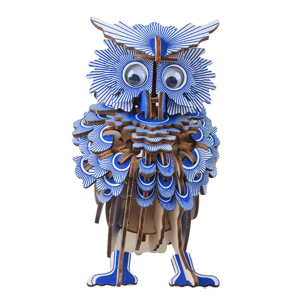 3D Wooden Owl Puzzle Jigsaw Woodcraft Kit DIY Construction Model Puzzle Toys for Children and Adults