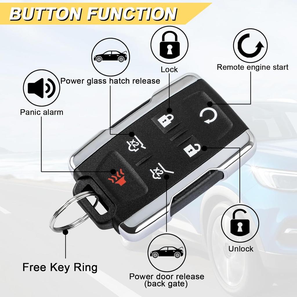 Key Fob Replacement for 2014- Chevrolet Suburban Tahoe & GMC Yukon/Yukon XL Car Keyless Entry Remote Control, M3N-32337100, 6 Btn