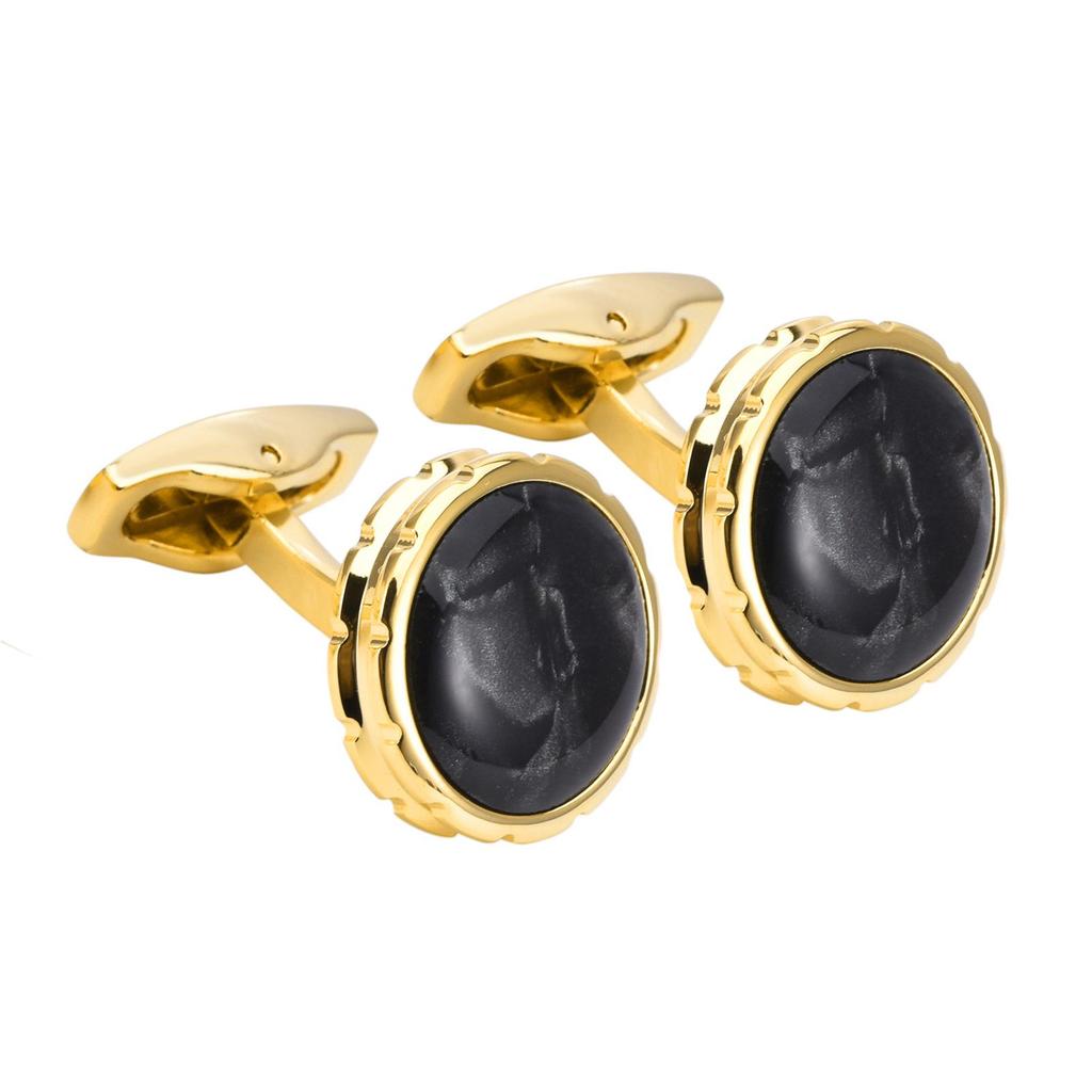 Double Layer 3D Carved Black Amber French Cufflinks for Men's Suit Shirt E18.