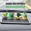 4 PCS Cute Mini Cactus Figurines, Automotive Dashboard Cute Decoration, Car Mini Plants Ornament for Car Dashboard, Office Desk, Home Shelf (Green)