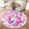 1PC Unicorn Non-Slip Floor Round Carpet, Office, Family, Bedroom, Large Area Rug Indoor Rugs, Durable PolyesterH0363