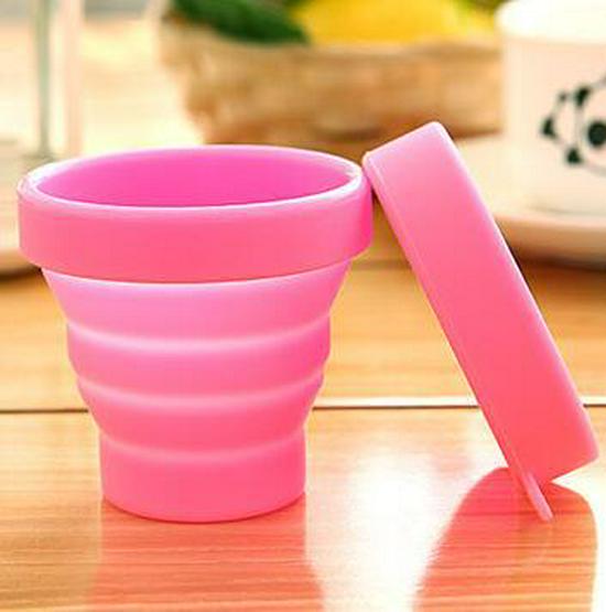 High-Temperature Resistant Silicone Folding Cup with Lid - Candy Color, Portable for Travel and Sports