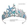DIEZI Princess  Korean Pink Blue Crystal Starfish Crown Women Girls Birthday Wedding Bride Queen Bridal Tiaras Hair Headbands