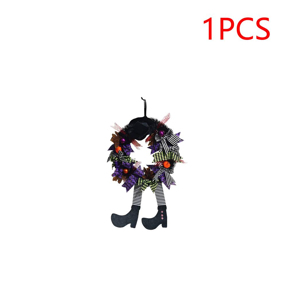 Halloween Black Wreath 1/2PCS Witches Legs Front Door Garlands Halloween Black Wreath for Door Porch Window Indoor & Outdoor
