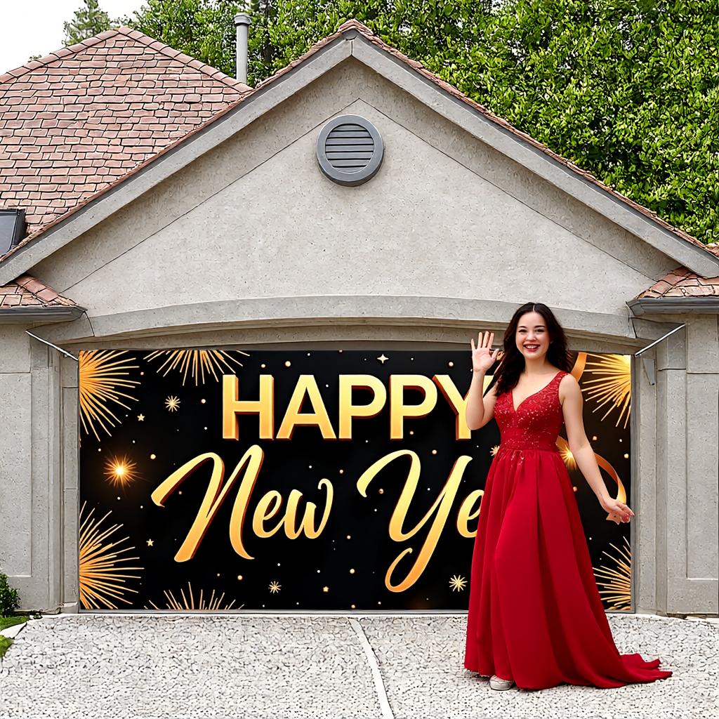 Happy New Year Display New Year Elements Yearly Celebration Display Festive Backdrop Star Pattern New Year Banner For Holiday