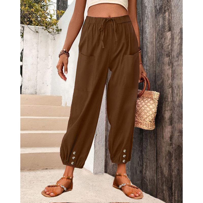HNXC Women's Fashion Casual Solid Color Print Pants & Capris Classic Exquisite