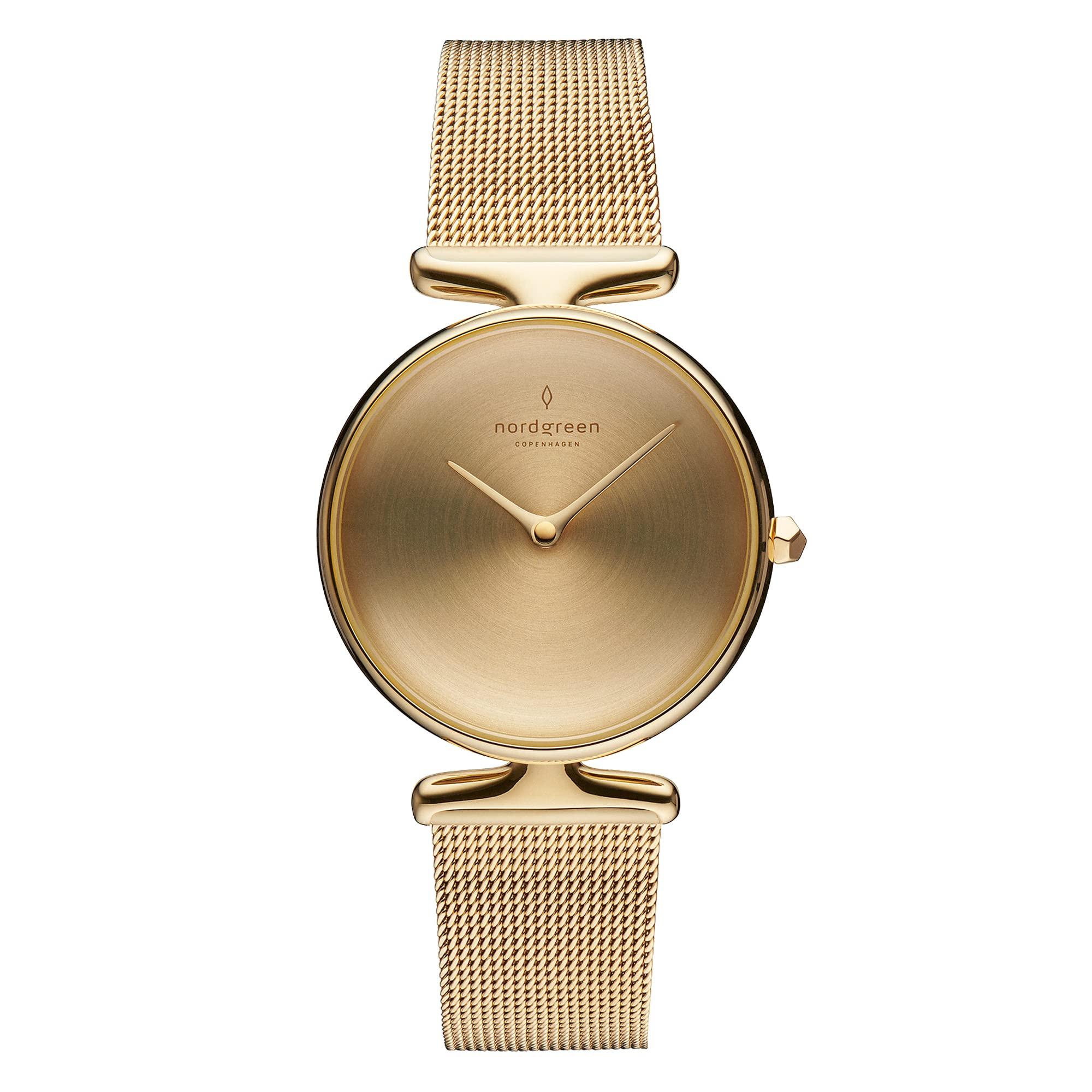 

Nordgreen Unika minimal design watch matte metal dial gold leather 28mm [Set] mesh/black leather/brown