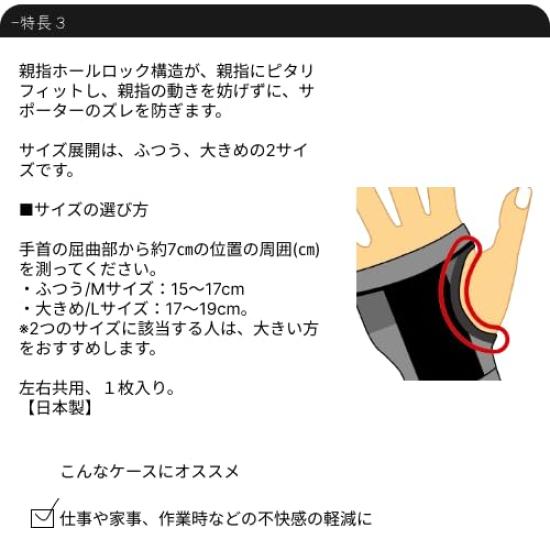 Vantelin Thermal Supporter for Size Circumference Black Wrist, Regular/M (Wrist 15-17cm),