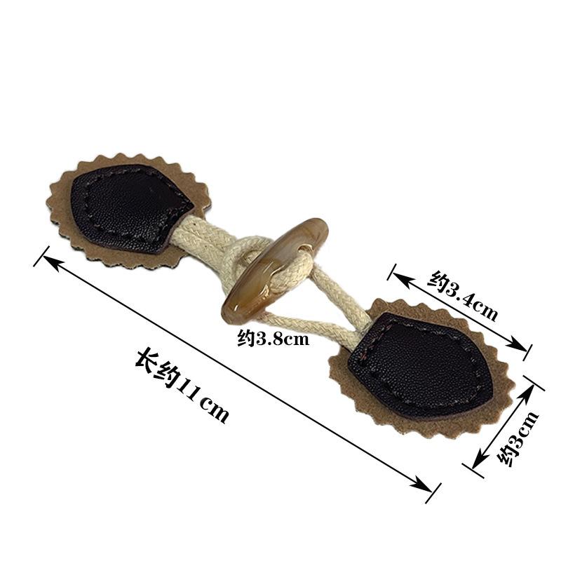 4Pairs Rope Leather Pair Button for Sewing Supplies Coat Sweater Cardigan Belt Buckle Handwork Clothing Decoration