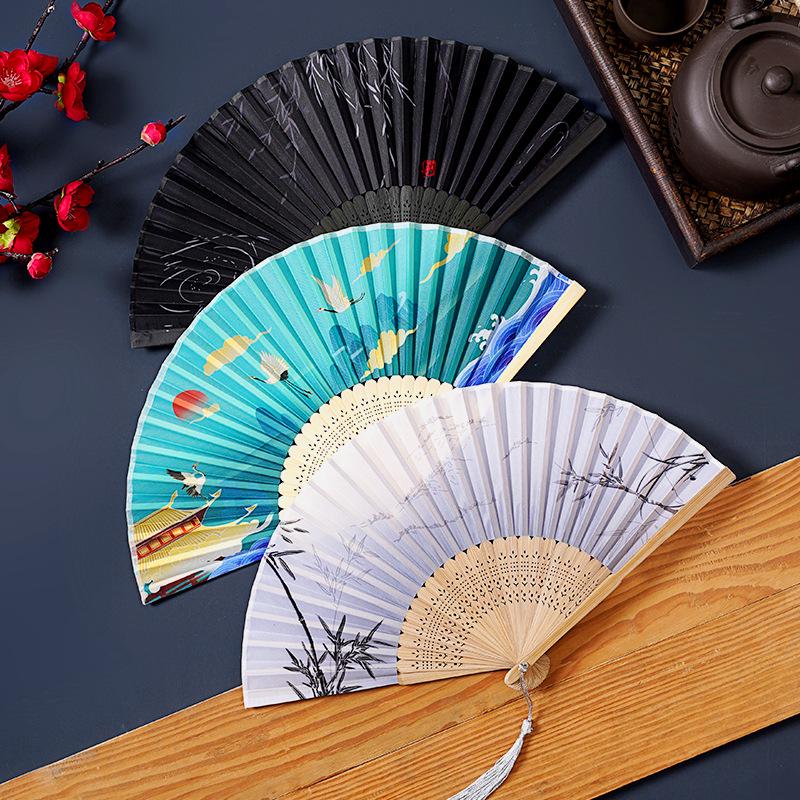 Ancient-Style Chinese Folding Fan for Hanfu, Qipao, Dance - Portable Summer Fan for Women, Kids, Students