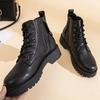 Fashion Genuine Leather Ankle Boots Women Autumn 2025 New Double Zipper Women's Ankle Boots Platform Thick Heel Motorcycle Boots Women