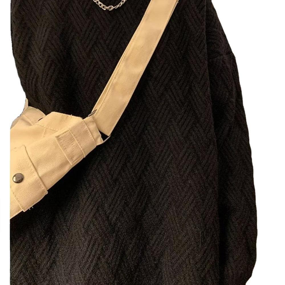 Brauner Pullover Herren trendy Winter Oversize Lazy Style Strickpullover Japanischer Mantel Partnerlook