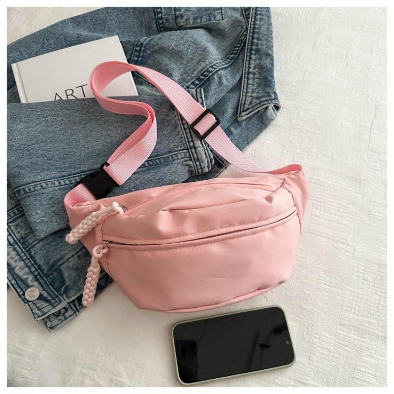 

Waist bag, breast bag, women s bag, new messenger bag, fashionable and simple nylon cloth, dumpling bag, shoulder bag. розовый