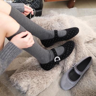 Pojedyncze buty damskie nowy retro design płaskie baleriny płytkie usta cyrkonie buty Mary Jane