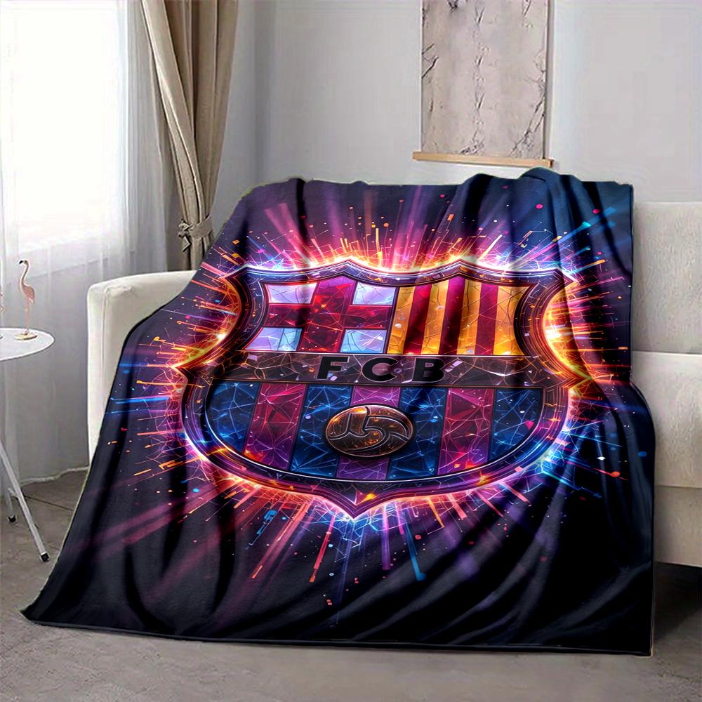1Pc Barcelona Fc Crest Blanket Soft And Comfortable Casual Warm Camping Travel Christmas Halloween Xmas Gift M928698