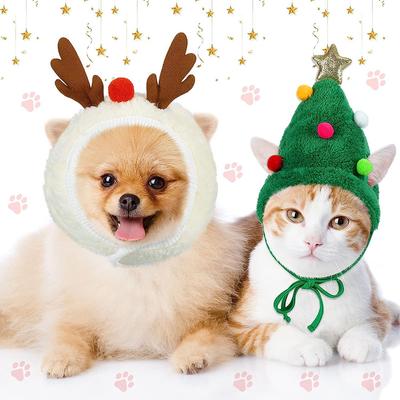Chapéu de cachorro de Papai Noel, fantasia de cachorro de chifre, chapéu de Natal para gatos, boné de cachorro de rena, cocar ajustável para cachorro, acessórios de natal para animais de estimação